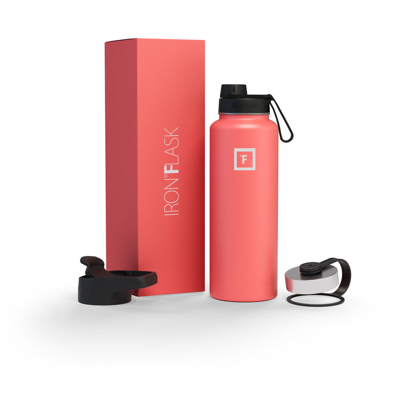Iron Flask 40 Oz with Spout Lid Wide Mouth Bottle Coral | 098DPVQIL