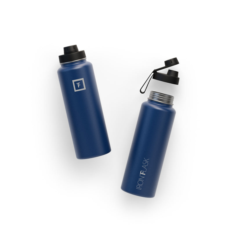 Iron Flask 40 Oz with Spout Lid Wide Mouth Bottle Blue | 263JXVCHK