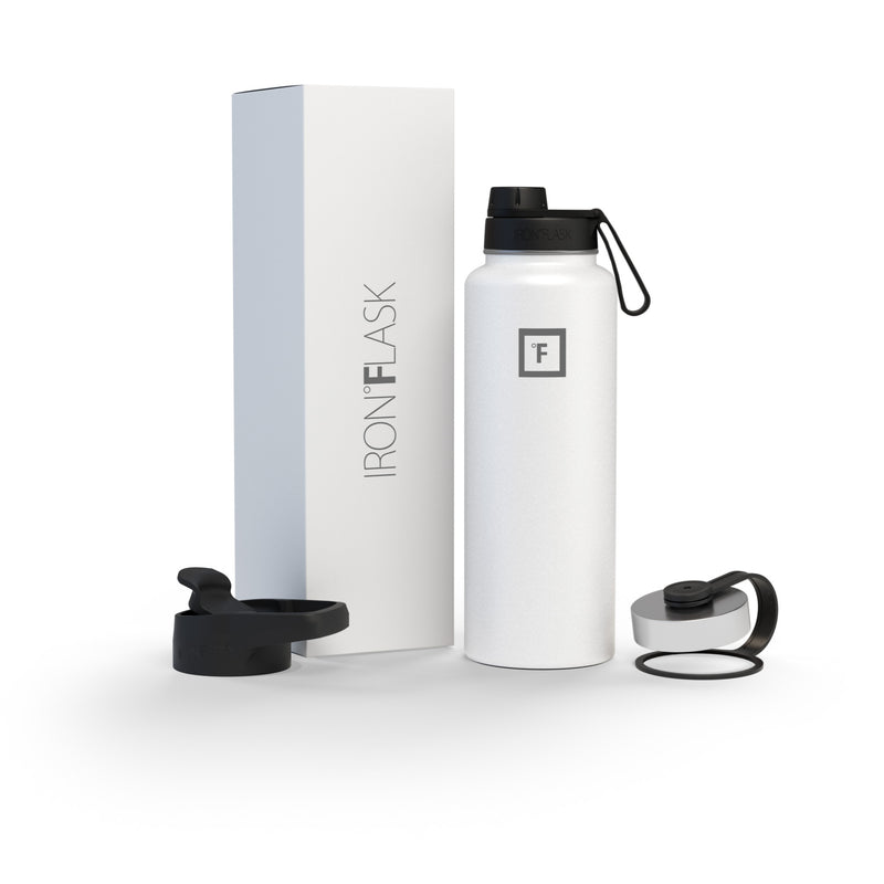 Iron Flask 40 Oz with Spout Lid Wide Mouth Bottle White | 302FMWOJV