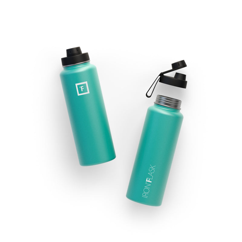 Iron Flask 40 Oz with Spout Lid Wide Mouth Bottle Turquoise | 749FJXQRV