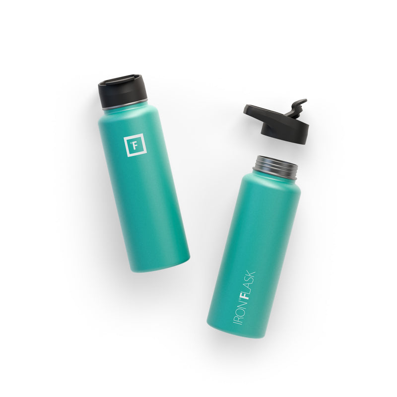 Iron Flask 40 Oz with Spout Lid Wide Mouth Bottle Turquoise | 749FJXQRV