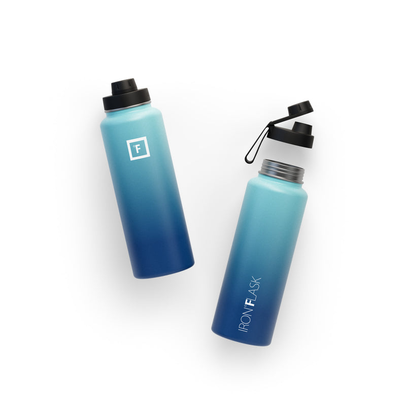 Iron Flask 40 Oz with Spout Lid Wide Mouth Bottle Blue | 685RBVQYL