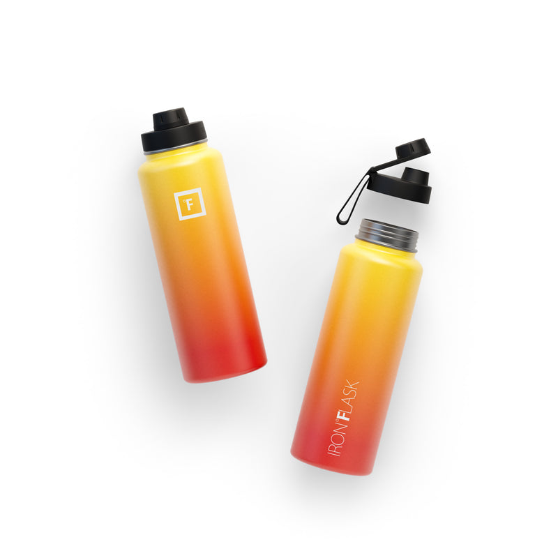 Iron Flask 40 Oz with Spout Lid Wide Mouth Bottle Fire | 672MXAQWU
