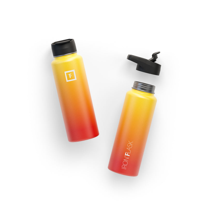 Iron Flask 40 Oz with Spout Lid Wide Mouth Bottle Fire | 672MXAQWU