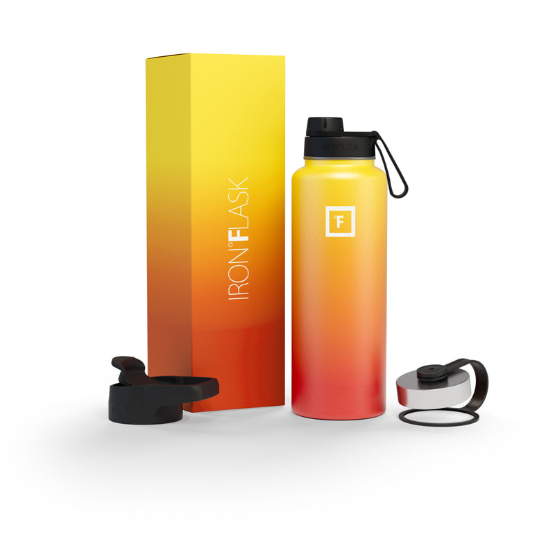Iron Flask 40 Oz with Spout Lid Wide Mouth Bottle Fire | 672MXAQWU
