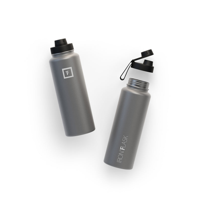 Iron Flask 40 Oz with Spout Lid Wide Mouth Bottle Deep Grey | 167QFSXBD