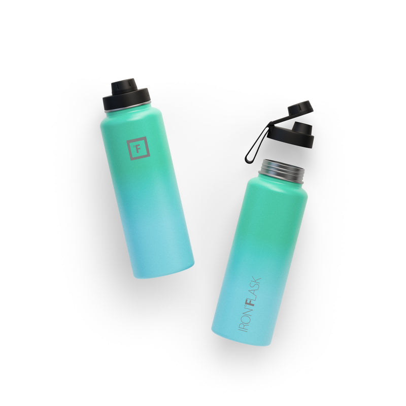Iron Flask 40 Oz with Spout Lid Wide Mouth Bottle Blue | 276DMNBGZ