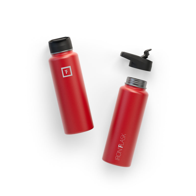 Iron Flask 40 Oz with Spout Lid Wide Mouth Bottle Red | 493OZSKNM