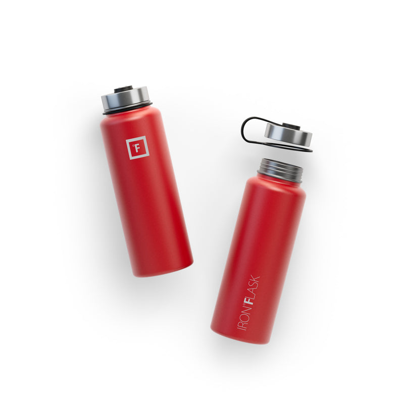 Iron Flask 40 Oz with Spout Lid Wide Mouth Bottle Red | 493OZSKNM