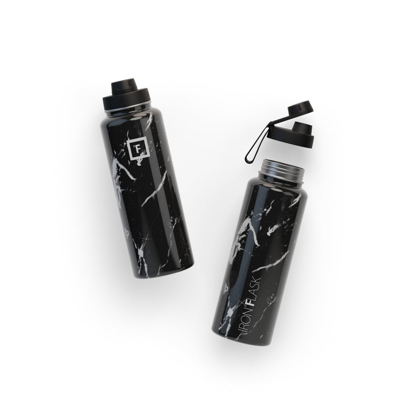 Iron Flask 40 Oz with Spout Lid Wide Mouth Bottle Black | 293HPKCAQ