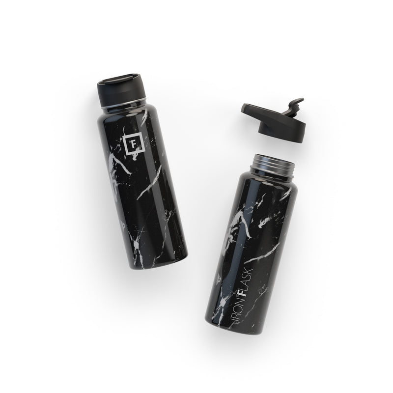 Iron Flask 40 Oz with Spout Lid Wide Mouth Bottle Black | 293HPKCAQ