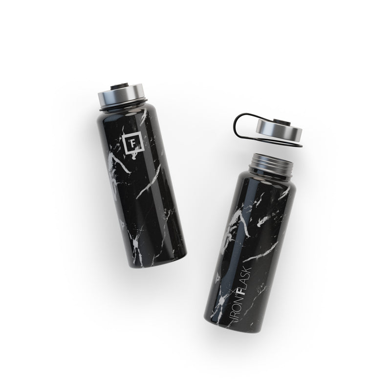Iron Flask 40 Oz with Spout Lid Wide Mouth Bottle Black | 293HPKCAQ