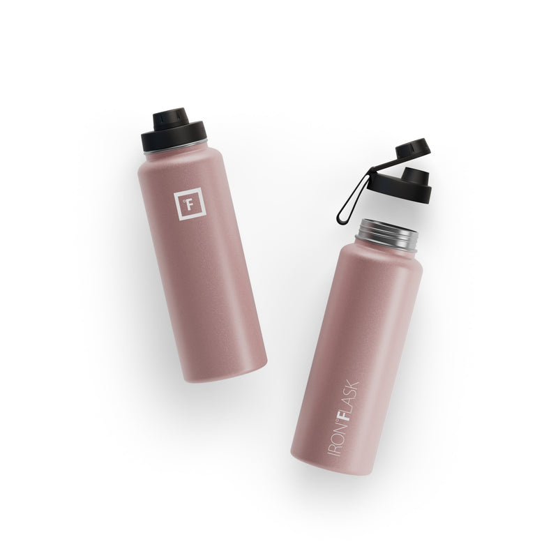 Iron Flask 40 Oz with Spout Lid Wide Mouth Bottle Rose Gold | 847PSATNV