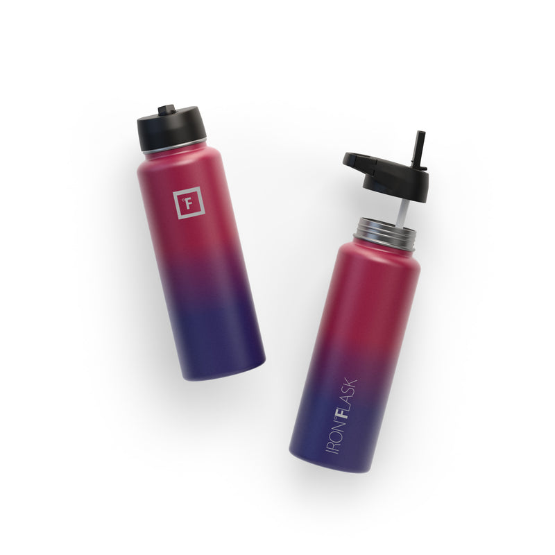 Iron Flask 40 Oz with Straw Lid Wide Mouth Bottle Dark Multicolor | 374KVNMCF
