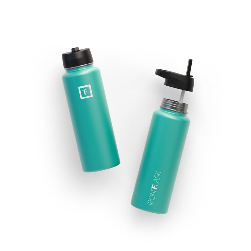 Iron Flask 40 Oz with Straw Lid Wide Mouth Bottle Turquoise | 572KOZMIS