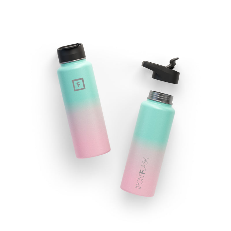 Iron Flask 40 Oz with Straw Lid Wide Mouth Bottle Bubble Gum | 897XWKTRS