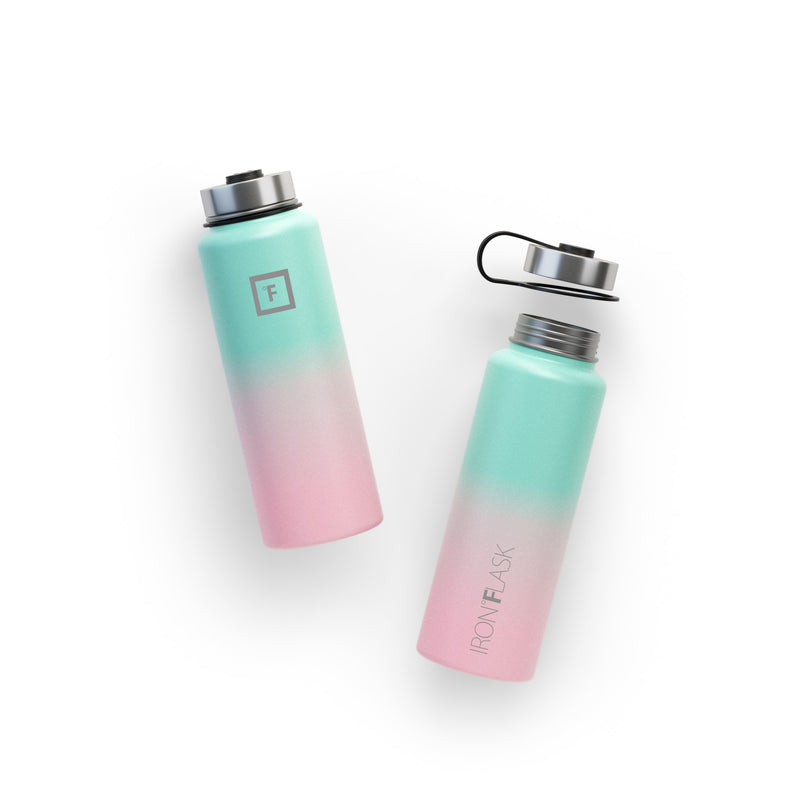 Iron Flask 40 Oz with Straw Lid Wide Mouth Bottle Bubble Gum | 897XWKTRS