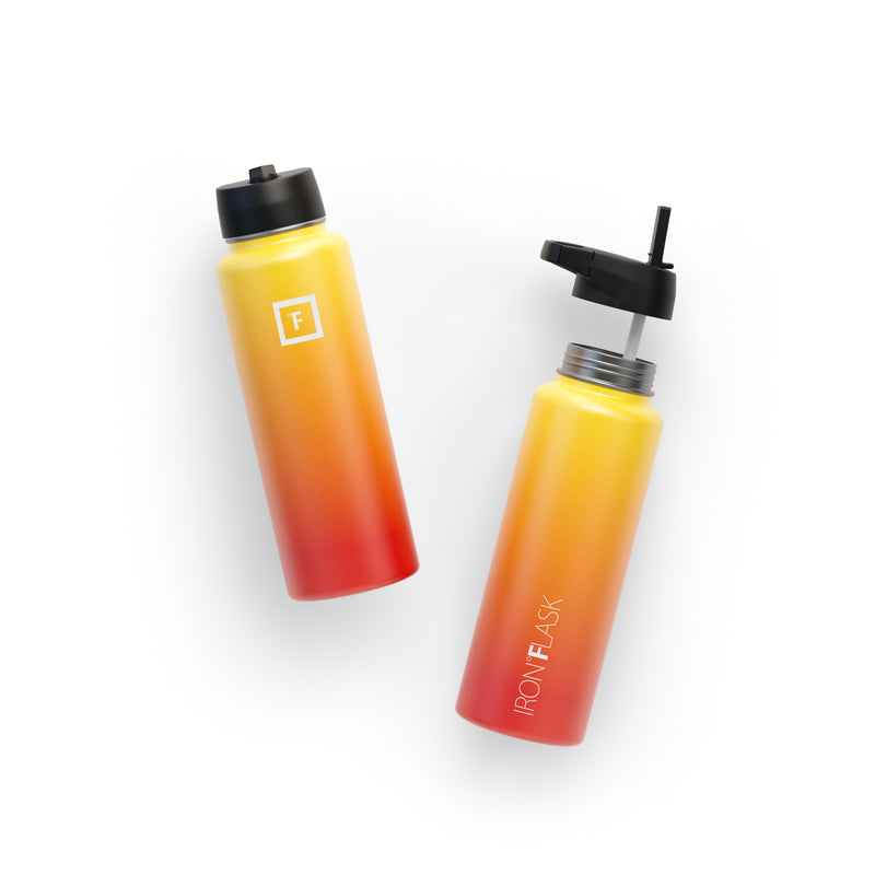 Iron Flask 40 Oz with Straw Lid Wide Mouth Bottle Fire | 148UIQKEP