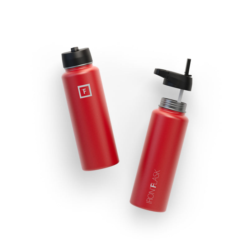 Iron Flask 40 Oz with Straw Lid Wide Mouth Bottle Red | 426JKEZTS
