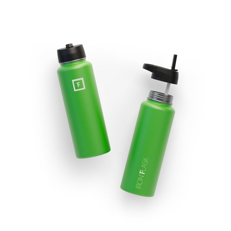 Iron Flask 40 Oz with Straw Lid Wide Mouth Bottle Green | 368EUDKOL