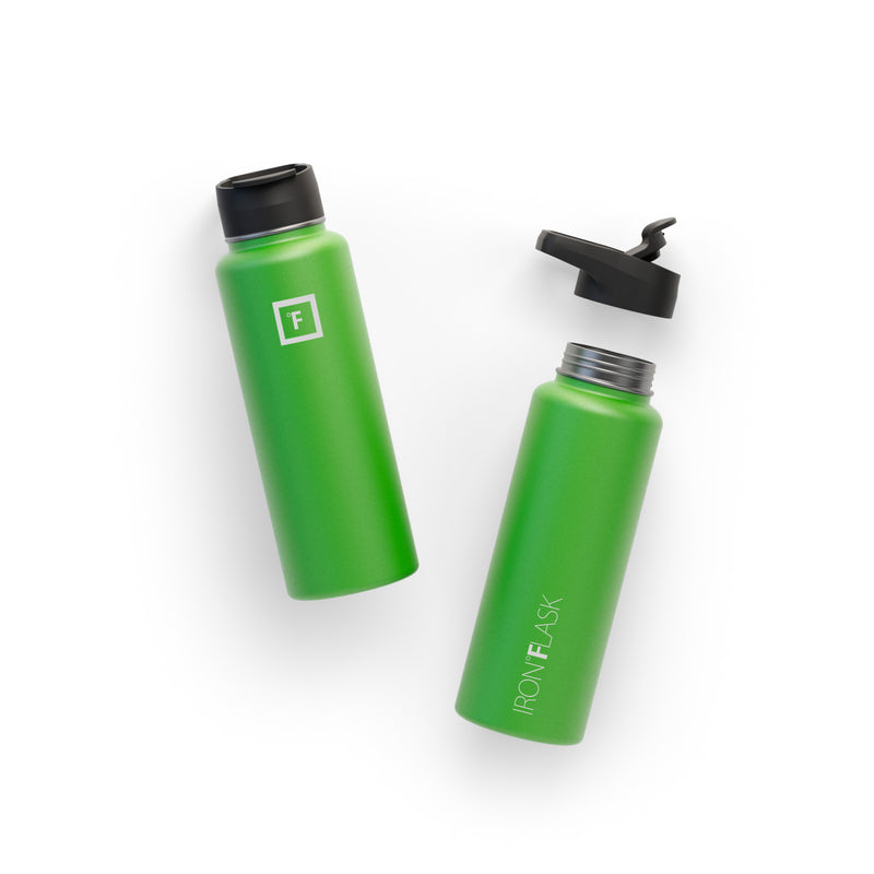 Iron Flask 40 Oz with Straw Lid Wide Mouth Bottle Green | 368EUDKOL