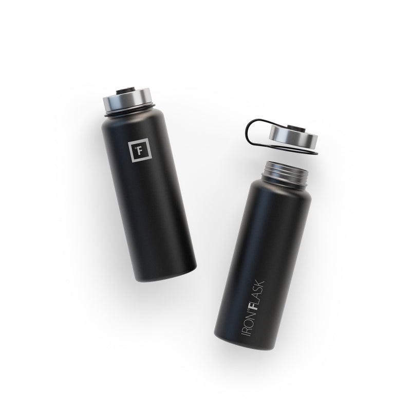 Iron Flask 40 Oz with Straw Lid Wide Mouth Bottle Black | 975LMKAZO