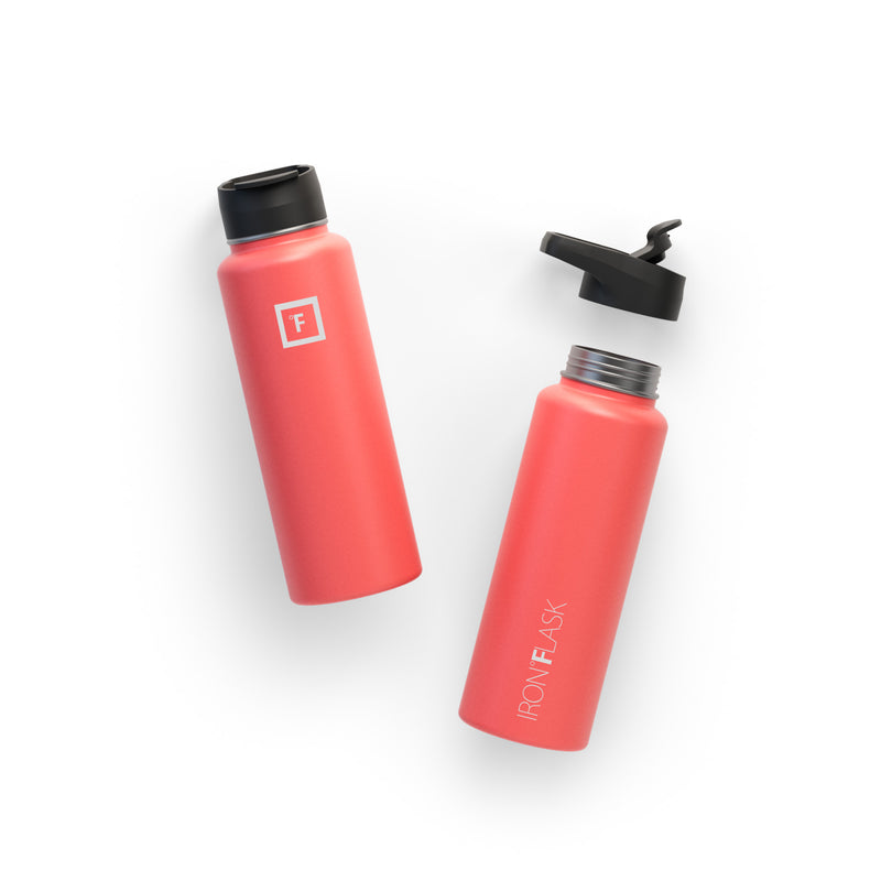 Iron Flask 40 Oz with Straw Lid Wide Mouth Bottle Coral | 380OTGPUH