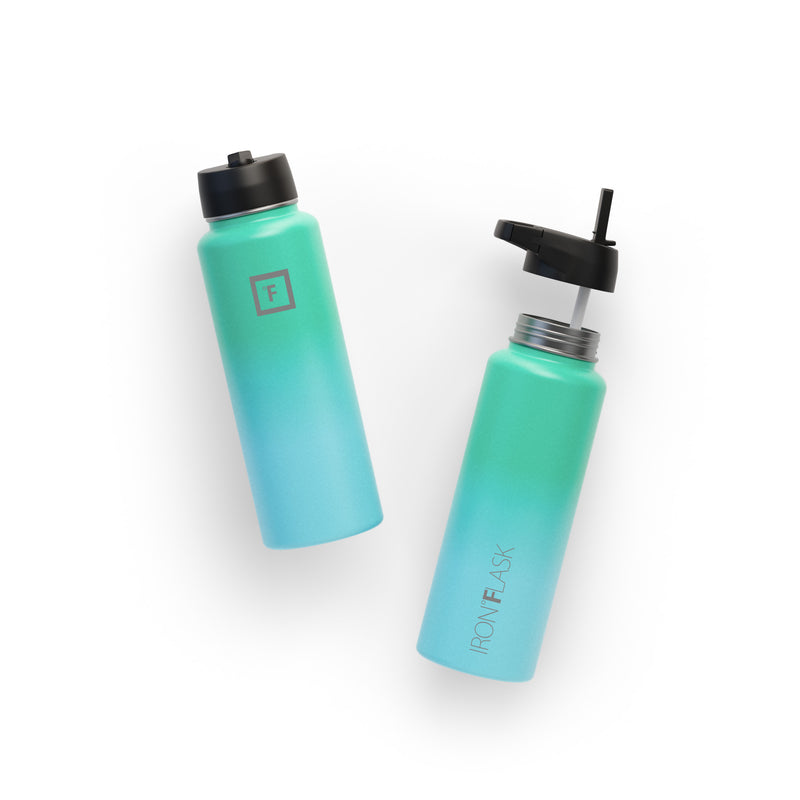 Iron Flask 40 Oz with Straw Lid Wide Mouth Bottle Blue | 943TBSMIQ