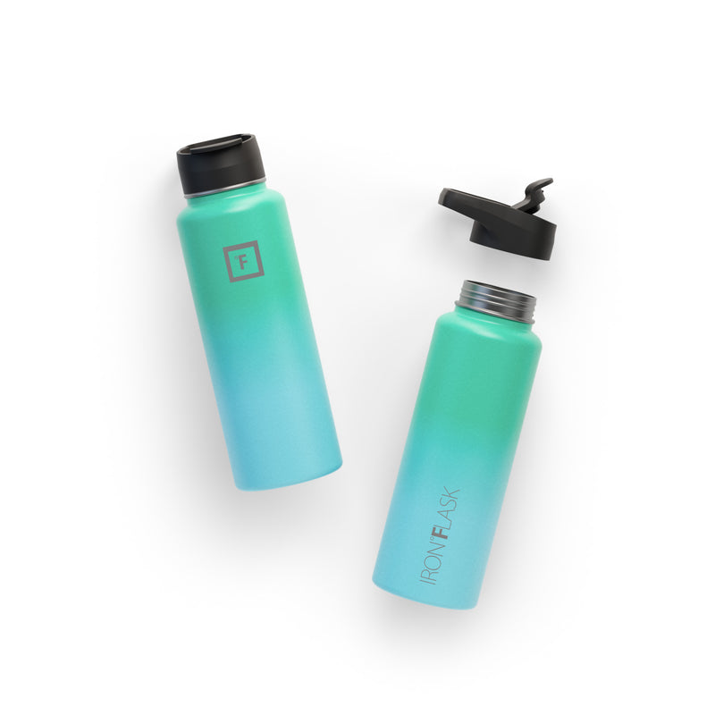 Iron Flask 40 Oz with Straw Lid Wide Mouth Bottle Blue | 943TBSMIQ