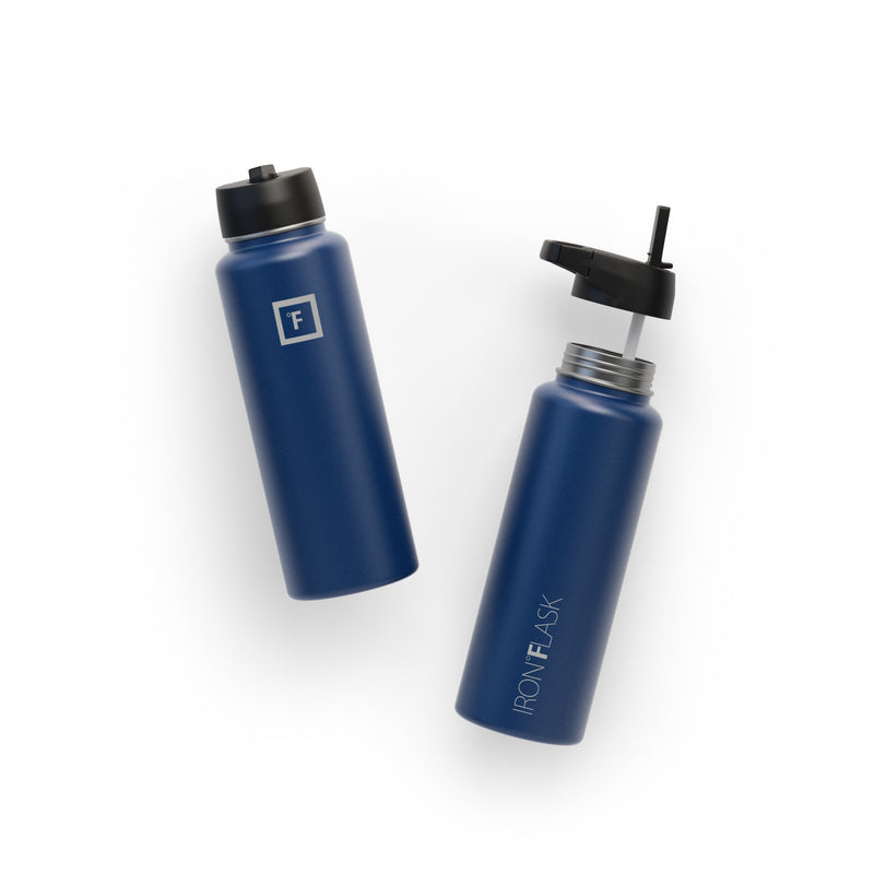 Iron Flask 40 Oz with Straw Lid Wide Mouth Bottle Blue | 103HXRASC