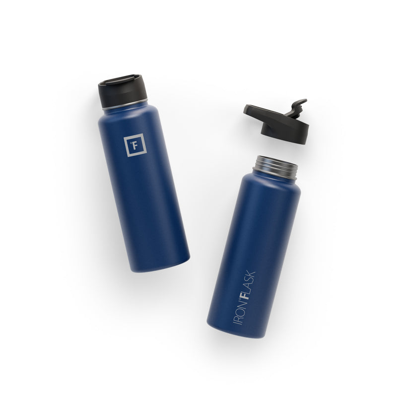 Iron Flask 40 Oz with Straw Lid Wide Mouth Bottle Blue | 103HXRASC