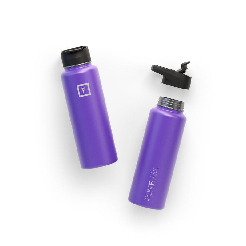Iron Flask 40 Oz with Straw Lid Wide Mouth Bottle Purple | 476PSOWTZ