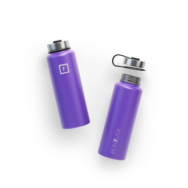 Iron Flask 40 Oz with Straw Lid Wide Mouth Bottle Purple | 476PSOWTZ