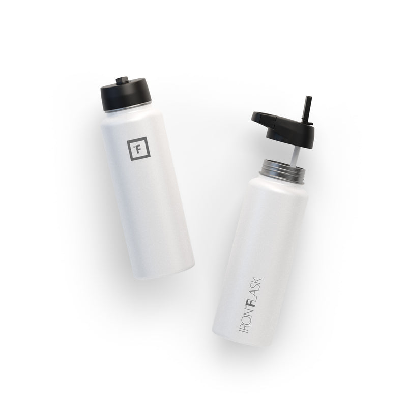 Iron Flask 40 Oz with Straw Lid Wide Mouth Bottle White | 970MCZDGE