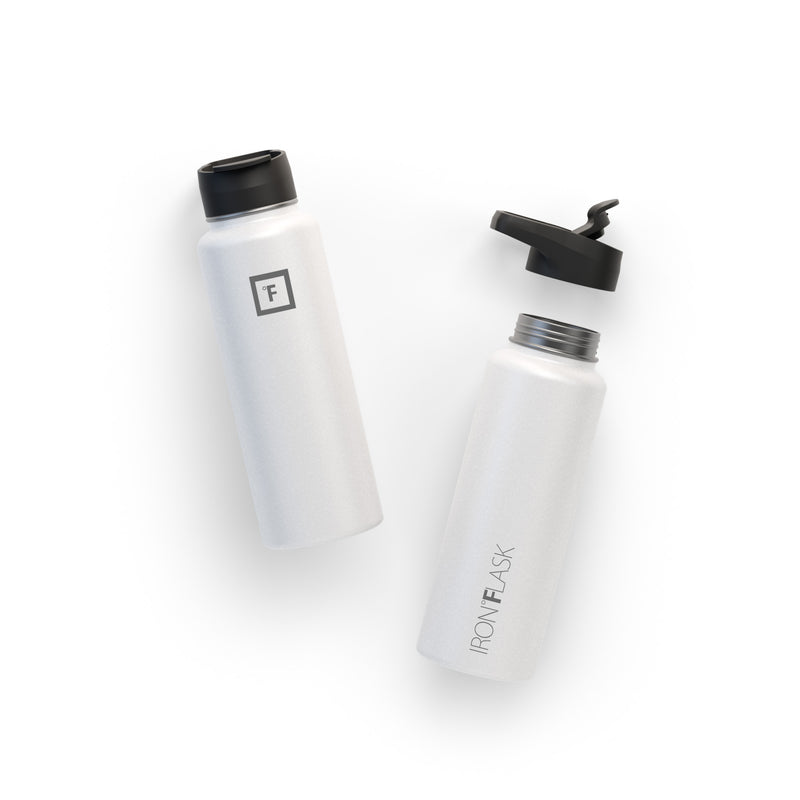 Iron Flask 40 Oz with Straw Lid Wide Mouth Bottle White | 970MCZDGE