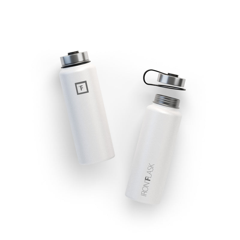 Iron Flask 40 Oz with Straw Lid Wide Mouth Bottle White | 970MCZDGE
