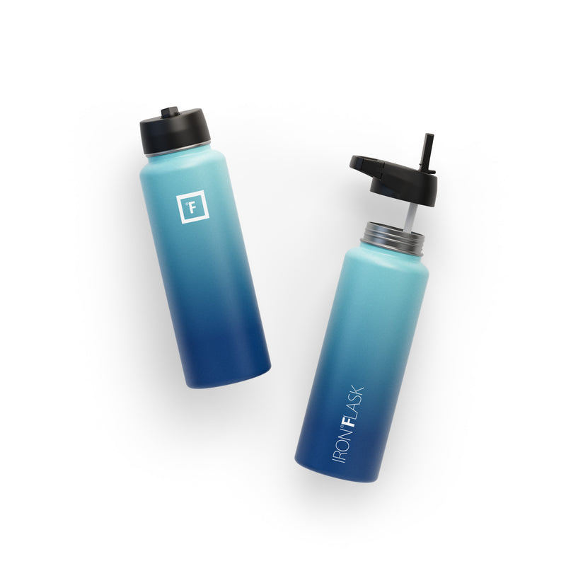 Iron Flask 40 Oz with Straw Lid Wide Mouth Bottle Blue | 782WVTSQF
