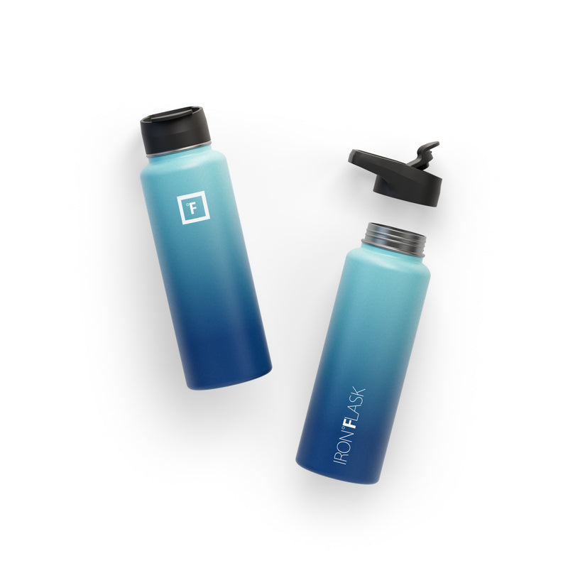 Iron Flask 40 Oz with Straw Lid Wide Mouth Bottle Blue | 782WVTSQF