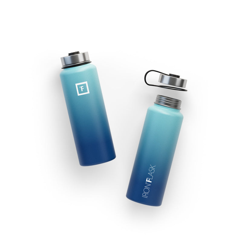 Iron Flask 40 Oz with Straw Lid Wide Mouth Bottle Blue | 782WVTSQF