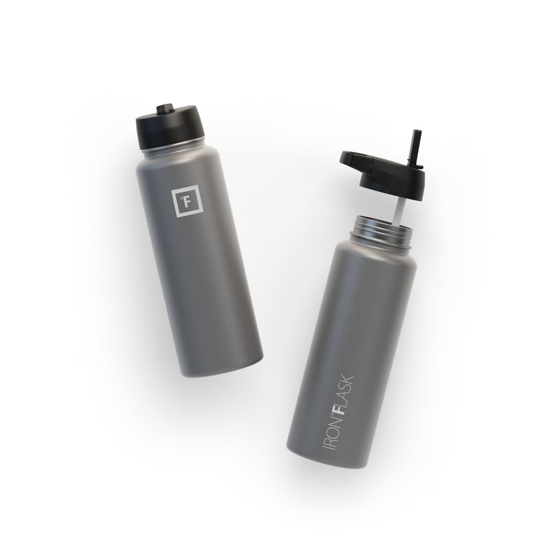 Iron Flask 40 Oz with Straw Lid Wide Mouth Bottle Deep Grey | 165MPBGJV