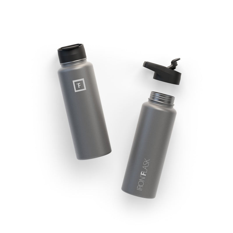 Iron Flask 40 Oz with Straw Lid Wide Mouth Bottle Deep Grey | 165MPBGJV