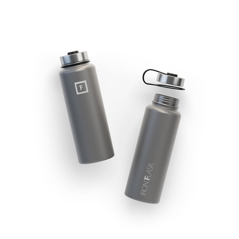 Iron Flask 40 Oz with Straw Lid Wide Mouth Bottle Deep Grey | 165MPBGJV