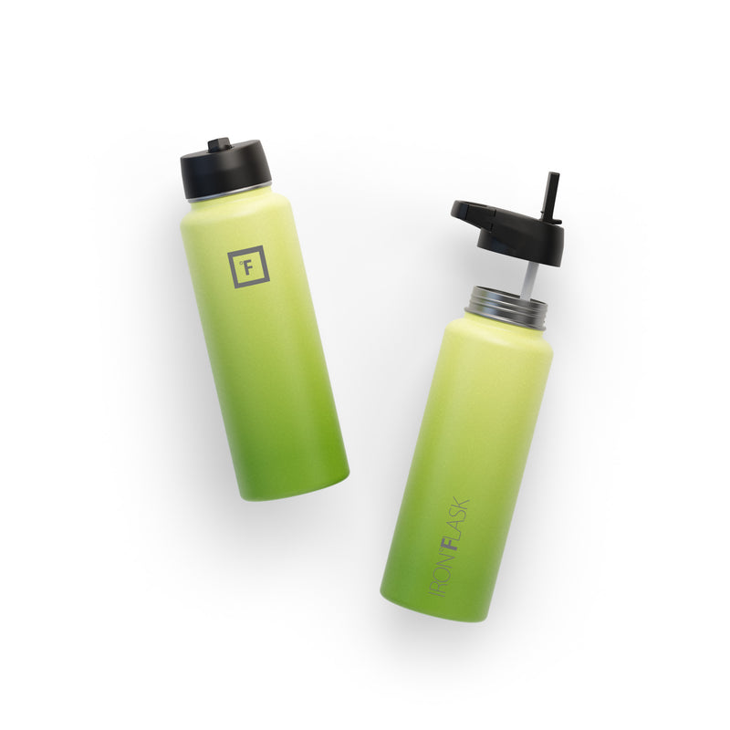 Iron Flask 40 Oz with Straw Lid Wide Mouth Bottle Light Green | 209LFSBIT
