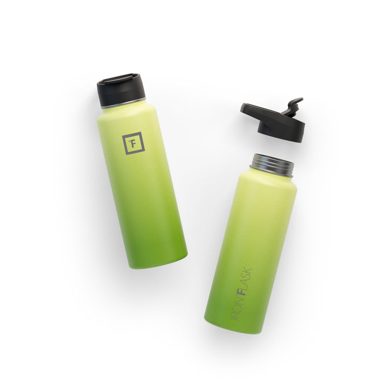 Iron Flask 40 Oz with Straw Lid Wide Mouth Bottle Light Green | 209LFSBIT