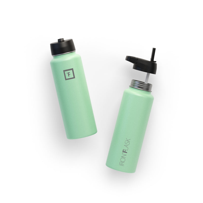 Iron Flask 40 Oz with Straw Lid Wide Mouth Bottle Mint | 903MPBKGL