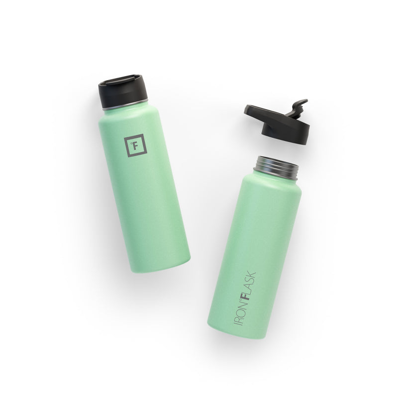 Iron Flask 40 Oz with Straw Lid Wide Mouth Bottle Mint | 903MPBKGL