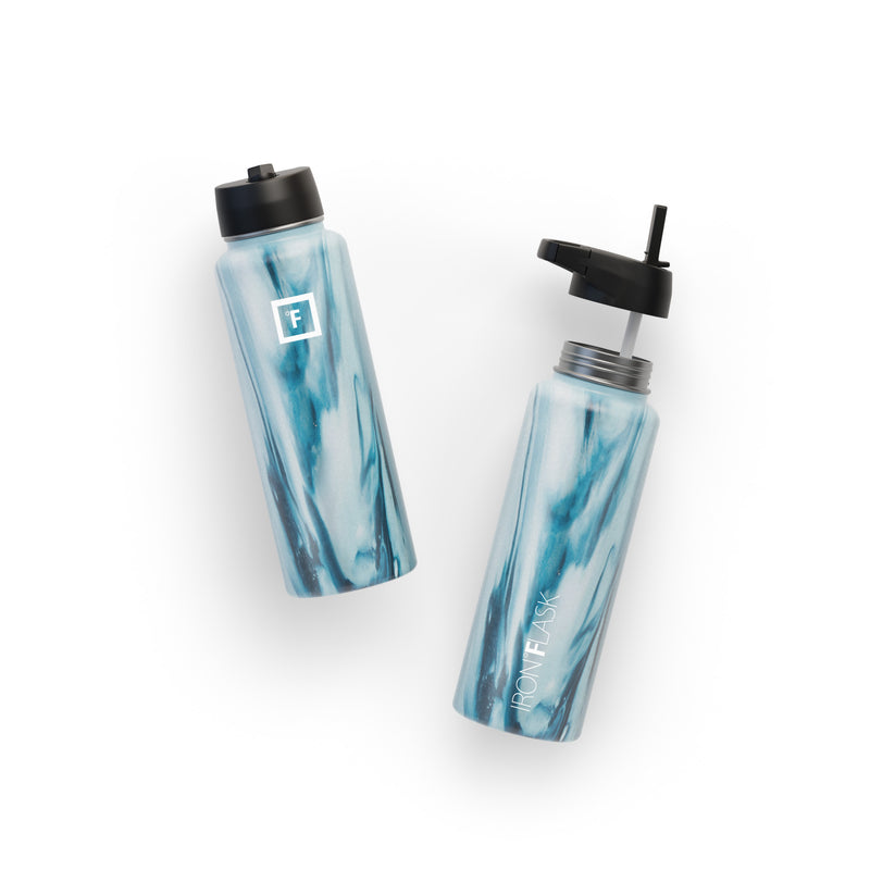 Iron Flask 40 Oz with Straw Lid Wide Mouth Bottle Ocean | 056WFZJLN