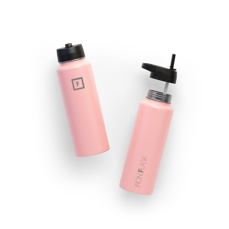 Iron Flask 40 Oz with Straw Lid Wide Mouth Bottle Rose | 284AMOGEZ