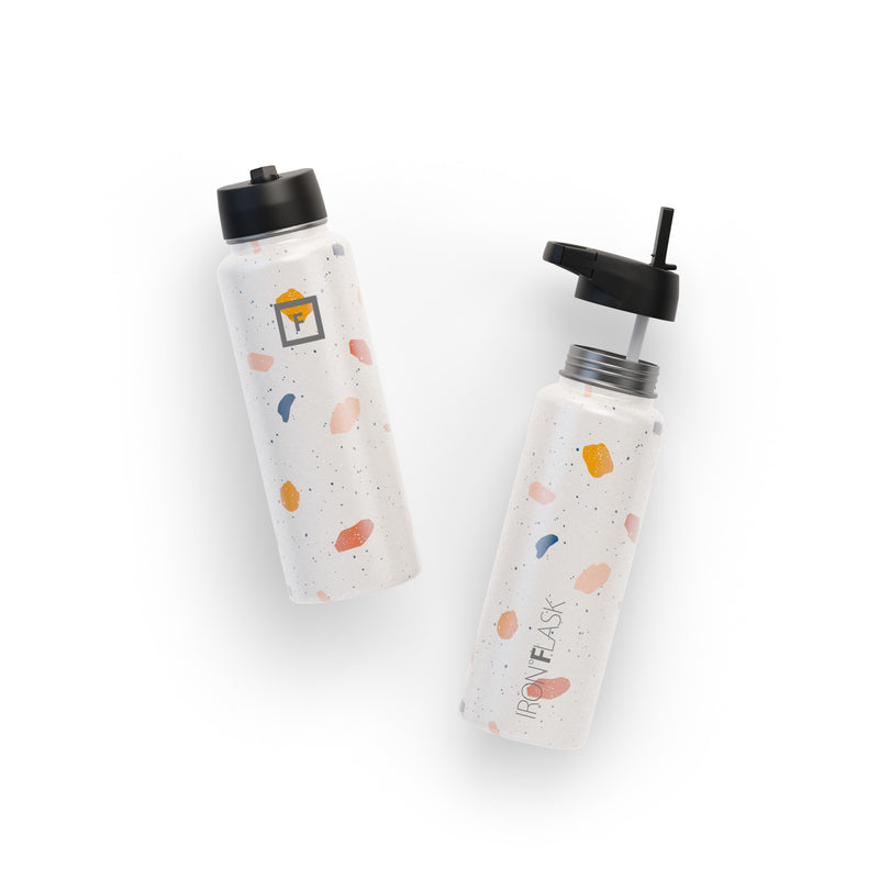 Iron Flask 40 Oz with Straw Lid Wide Mouth Bottle Terrazzo | 832OWQSJB