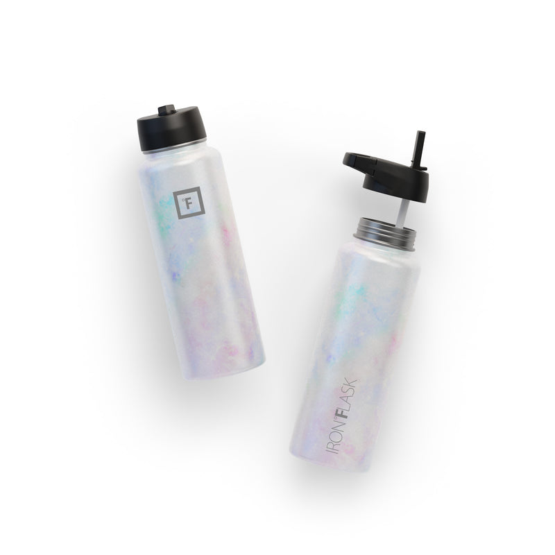 Iron Flask 40 Oz with Straw Lid Wide Mouth Bottle Pearl | 314IRVKTE